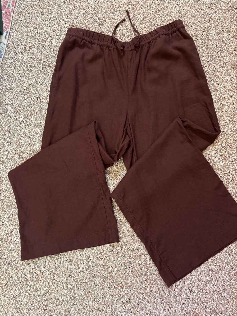 Reitman’s Wide Leg Linen Blend Pull on Pants - Petite Large